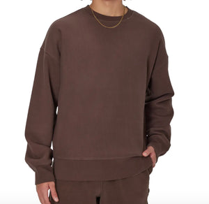 Reverse Weave Crewneck Sweatshirt, Vintage Dye - Warm Chocolate Brown