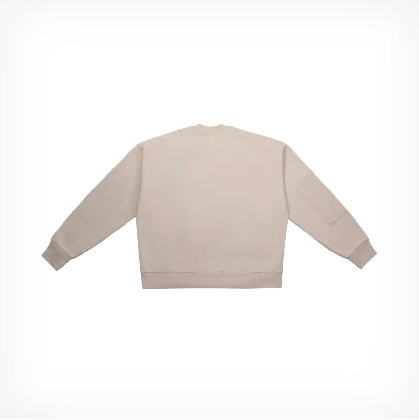 Mixed-Media Crewneck Sweatshirt - Autumn Beige