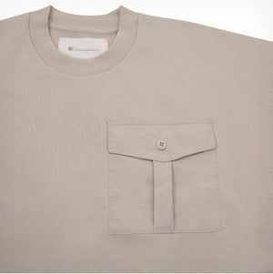 Mixed-Media Crewneck Sweatshirt - Autumn Beige