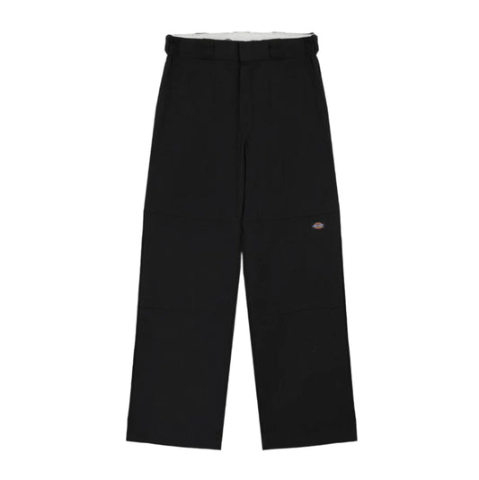 Loose Fit Double Knee Work Pants - Black