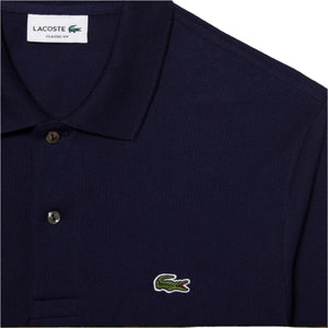 Long Sleeve Cotton Polo Shirt - NAVY BLUE