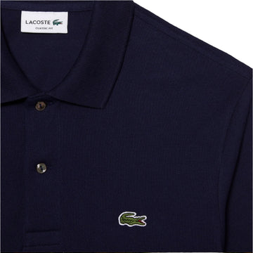 Long Sleeve Cotton Polo Shirt - NAVY BLUE