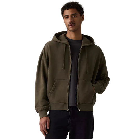 hayes boxy full zip - grunge maitake brown