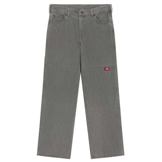 Double knee loose straight jeans - Grey wash tinted