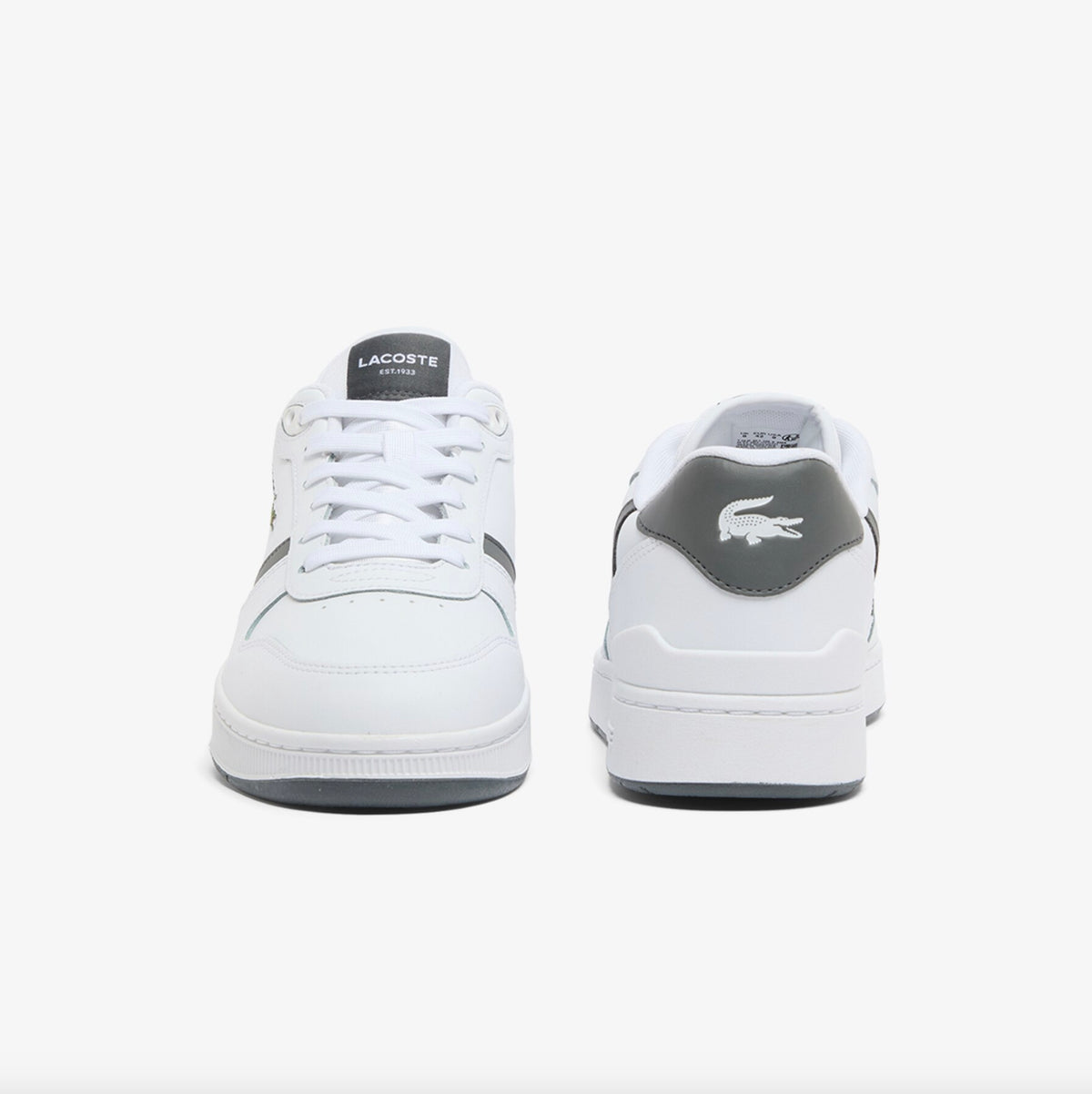 Men's T-Clip Set Leather Sneakers - WHITE / DARK GREY