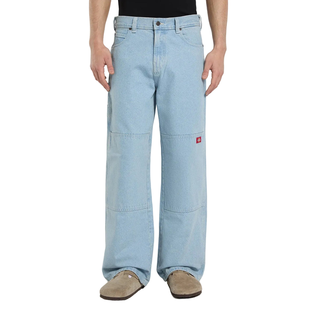 Double knee loose straight jeans - Grey wash tinted