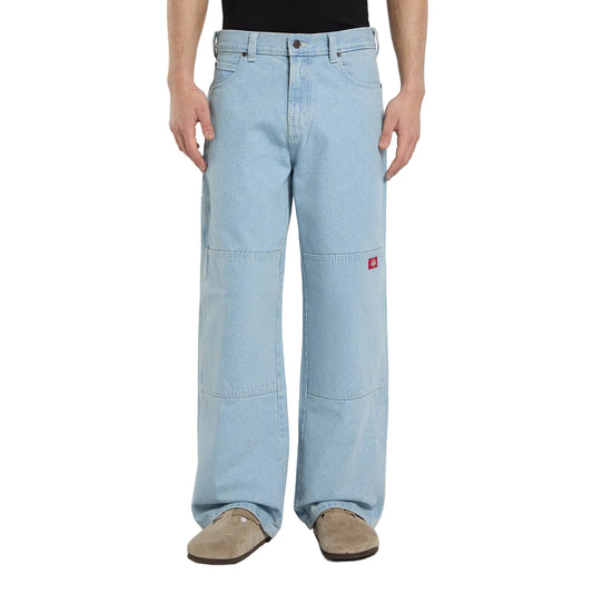 Double knee loose straight jeans - Grey wash tinted