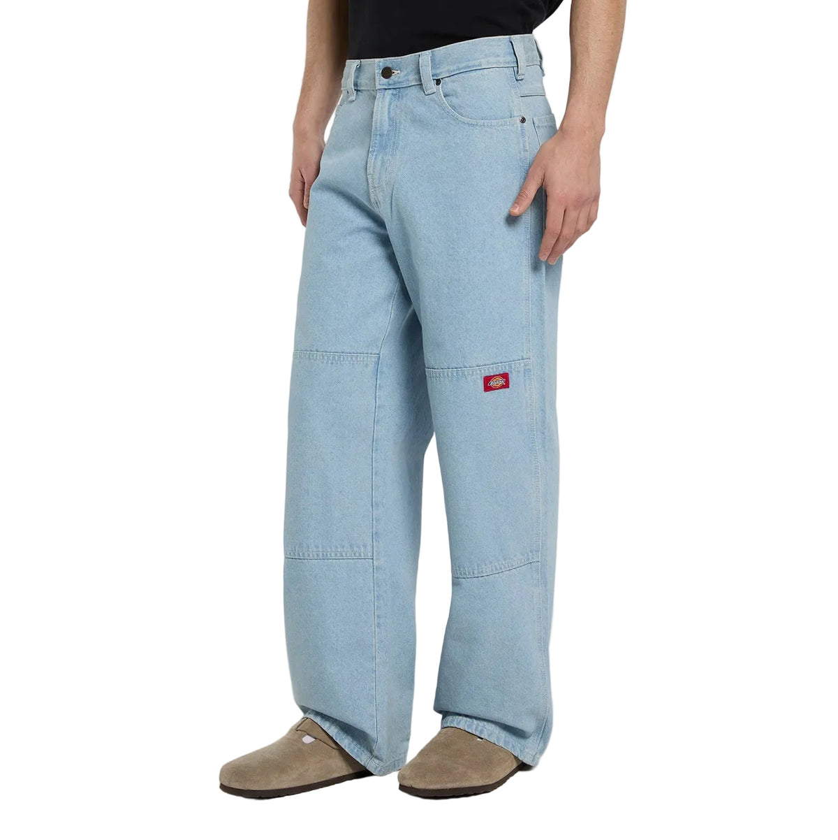 Double knee loose straight jeans - Grey wash tinted