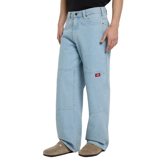 Double knee loose straight jeans - Grey wash tinted