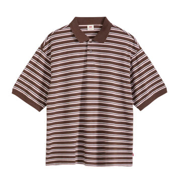 Polo Boxy rayé - Brun chocolat