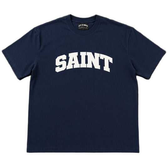 Saint Heavyweight Tee Navy/WHT