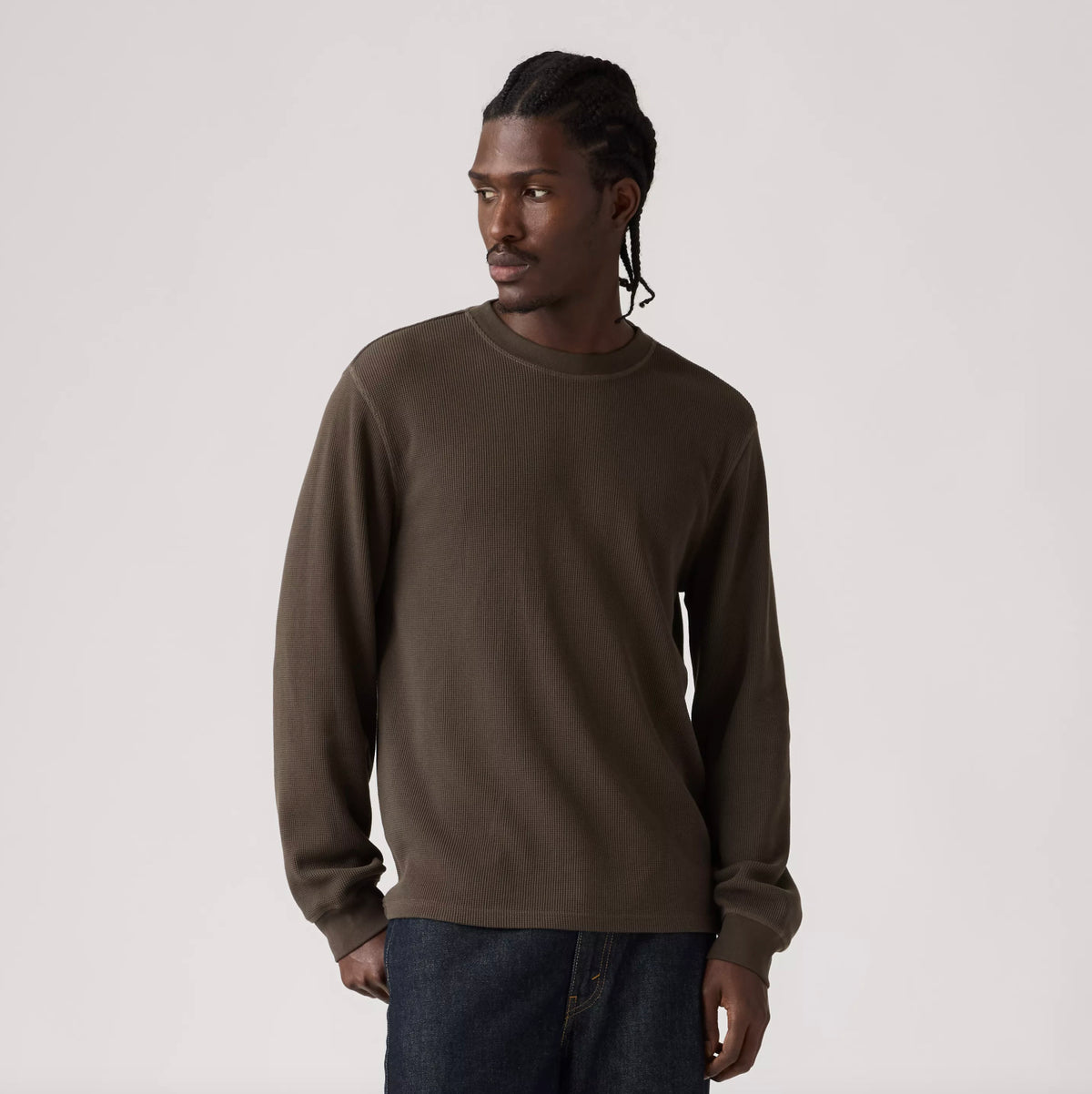 Long Sleeve Standard Fit Thermal Shirt - Coffee