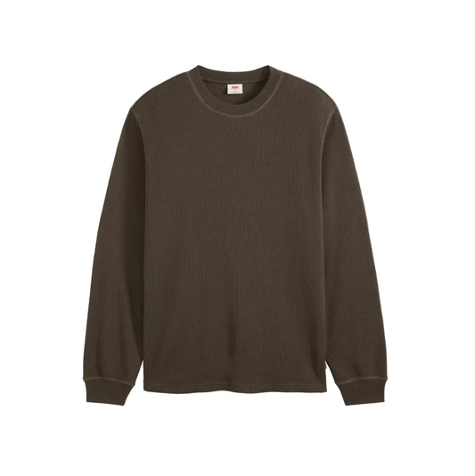 Long Sleeve Standard Fit Thermal Shirt - Coffee