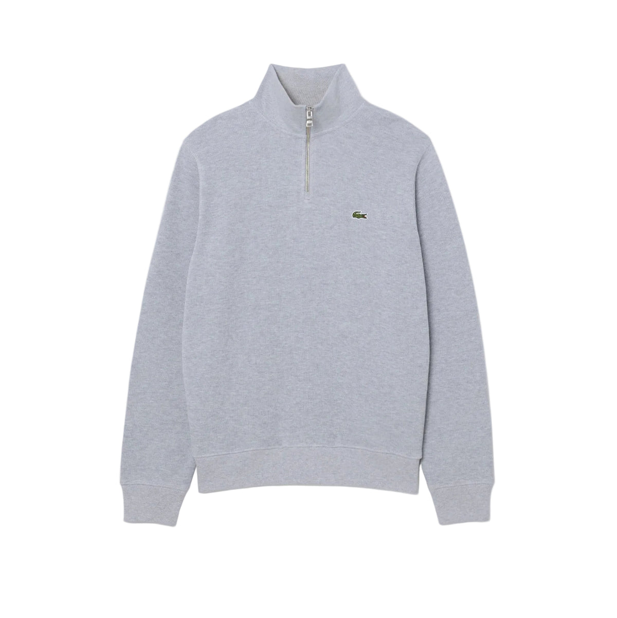 Chandail quart de zip en coton uni - Gris Chiné