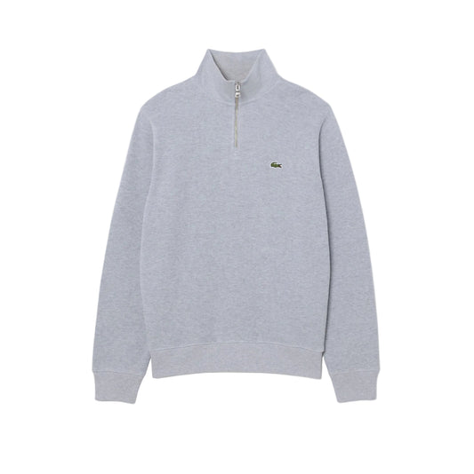 Chandail quart de zip en coton uni - Gris Chiné
