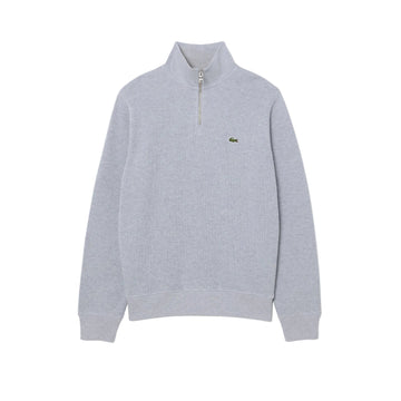 Chandail quart de zip en coton uni - Gris Chiné