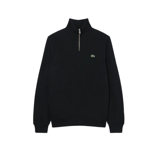 Chandail quart de zip en coton uni - Noir