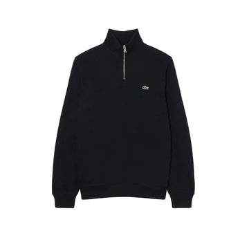 Chandail quart de zip en coton uni - Noir