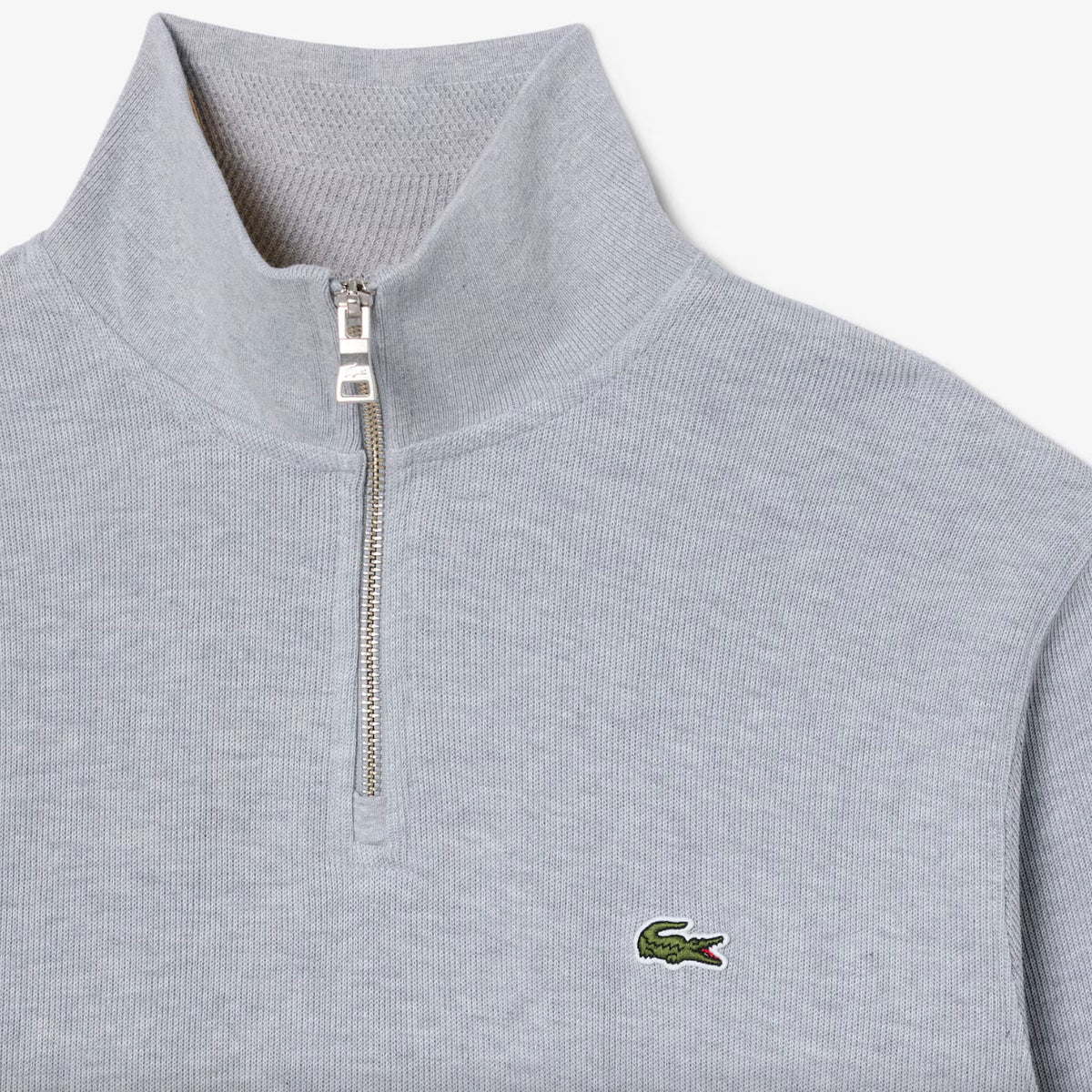 Chandail quart de zip en coton uni - Gris Chiné