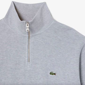 Chandail quart de zip en coton uni - Gris Chiné