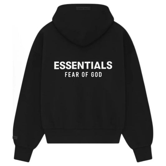 ESSENTIALS Sweat à capuche zipée - noir/Blanc