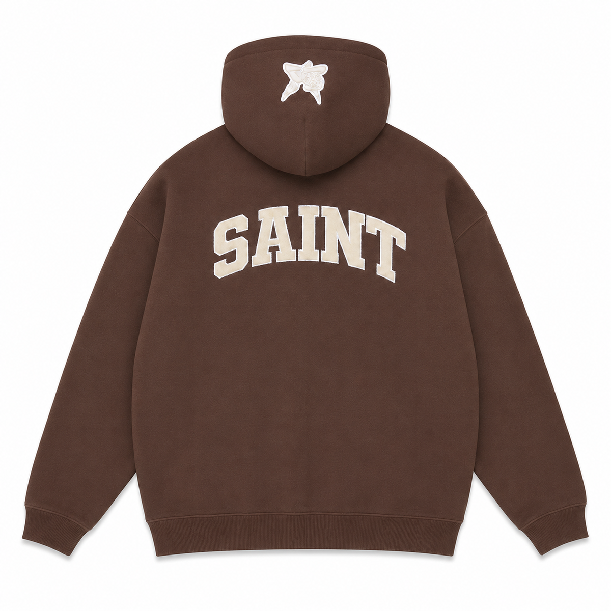 Sweat à capuche zippé Saint Logo - Brun/Crème