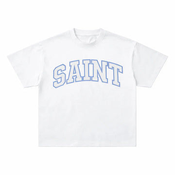 Saint Heavyweight Tee White/BLU OUTLINE