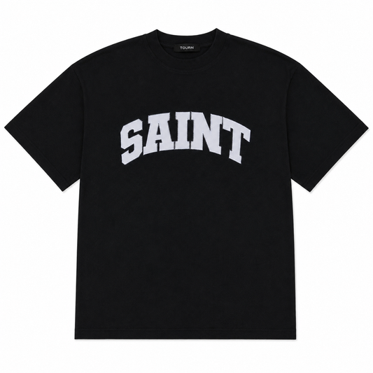 Saint Heavyweight Tee Black/WHT Patch