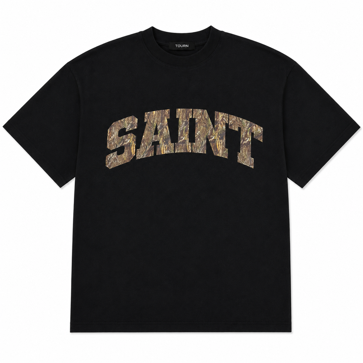 Saint Heavyweight Realtree Camo Print Black Tee