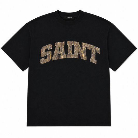 Saint Heavyweight Realtree Camo Print Black Tee
