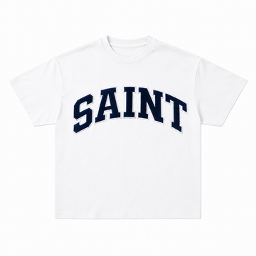 Saint Heavyweight Navy Patch White Tee