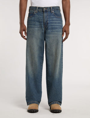 Jean droit extra-ample Hilham - Bleu Kaki