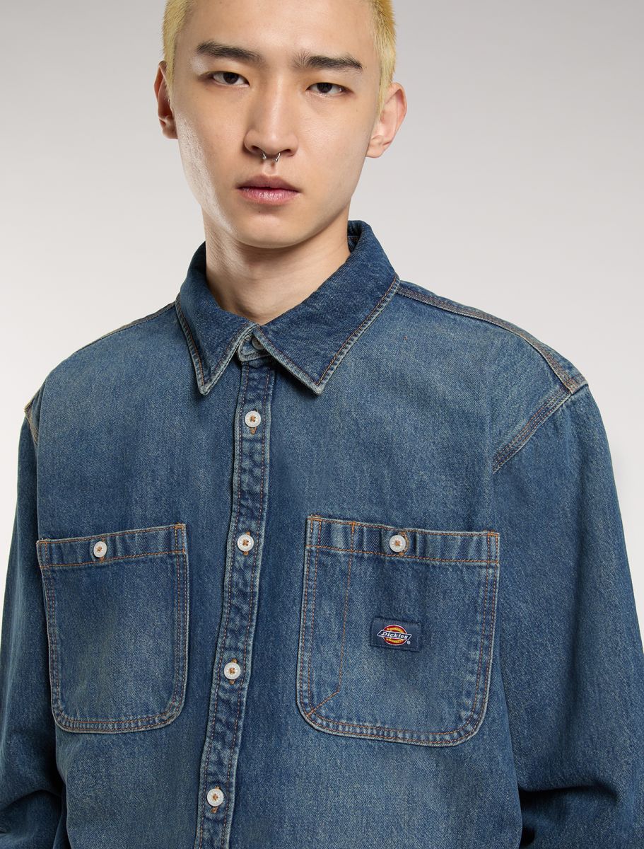 Chemise en jean à manches longues Mechanic - Bleu Kaki