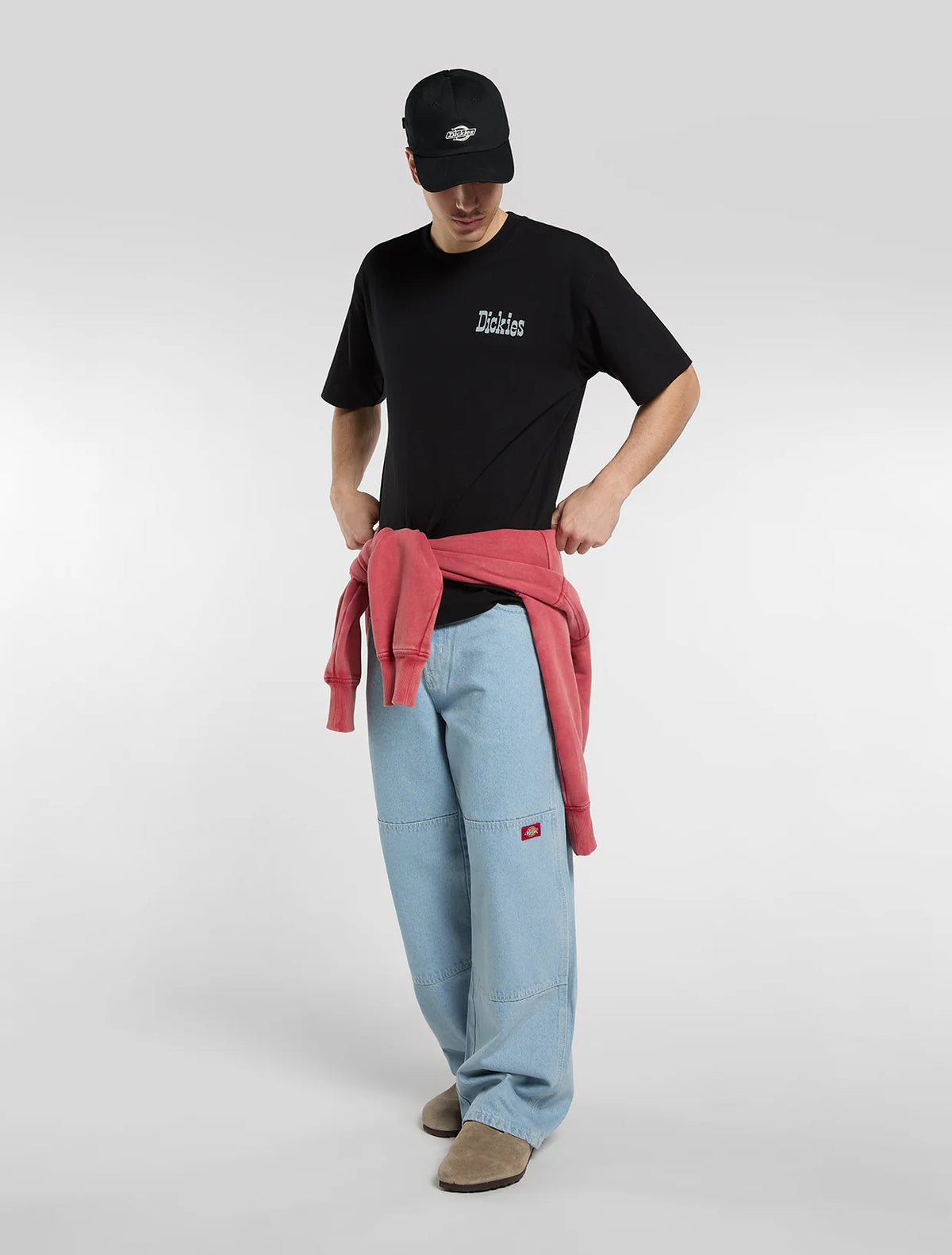 Double knee loose straight jeans - Grey wash tinted