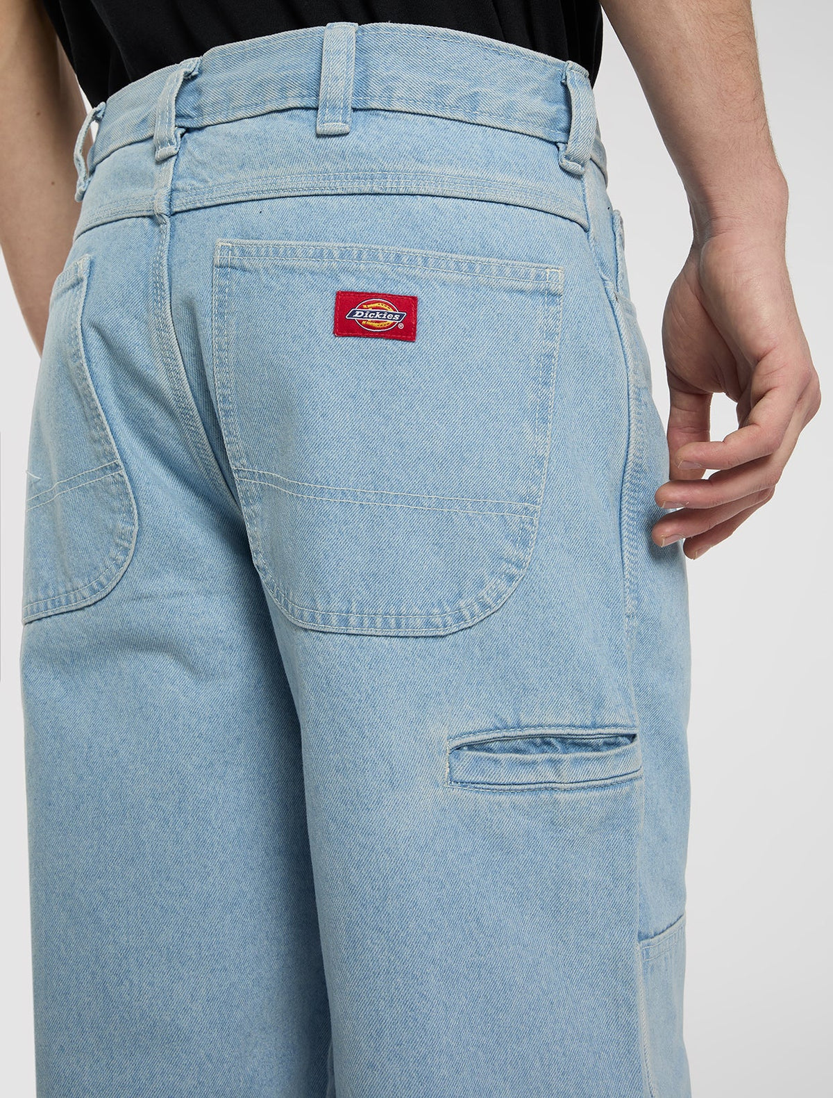 Double knee loose straight jeans - Grey wash tinted