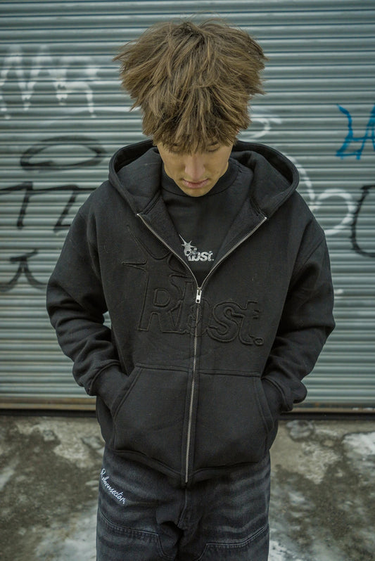 "OUTGROW" ZIP HOODIE - Noir