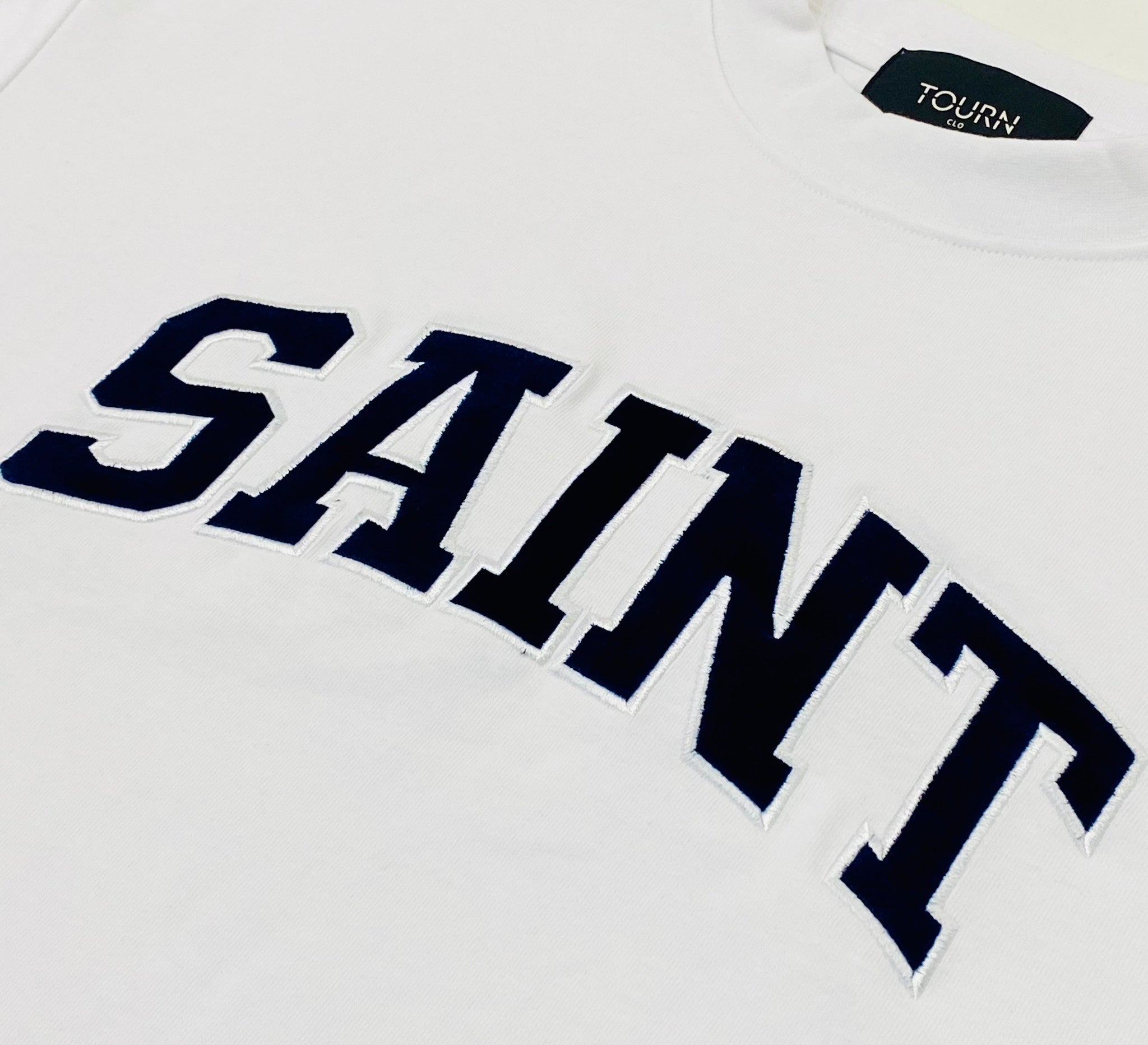 Saint Heavyweight Navy Patch White Tee