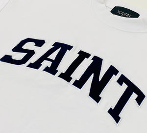 Saint Heavyweight Navy Patch White Tee
