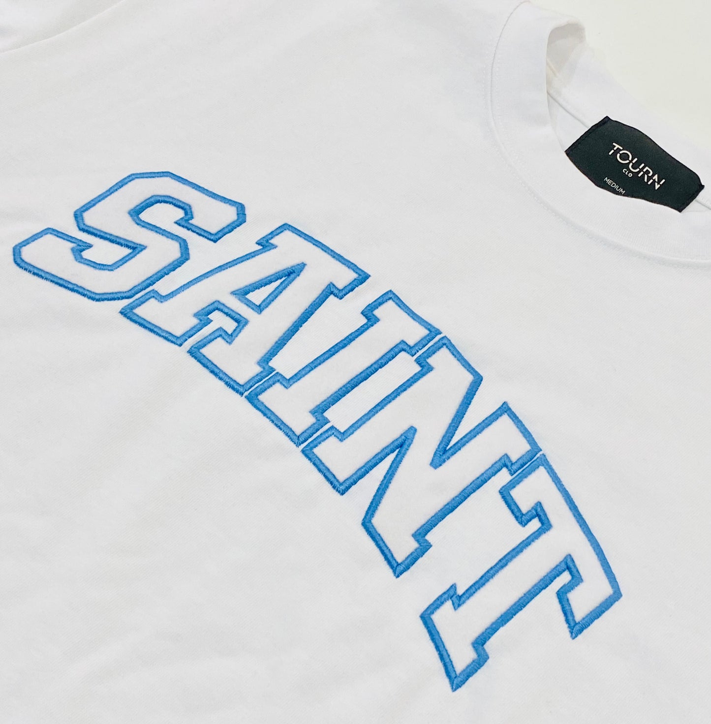 Saint Heavyweight Tee White/BLU OUTLINE