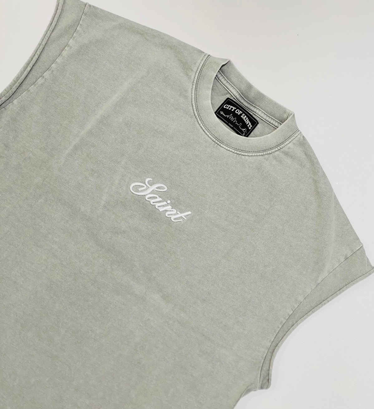 Saint Heavyweight Muscle Tee - Washed light gray