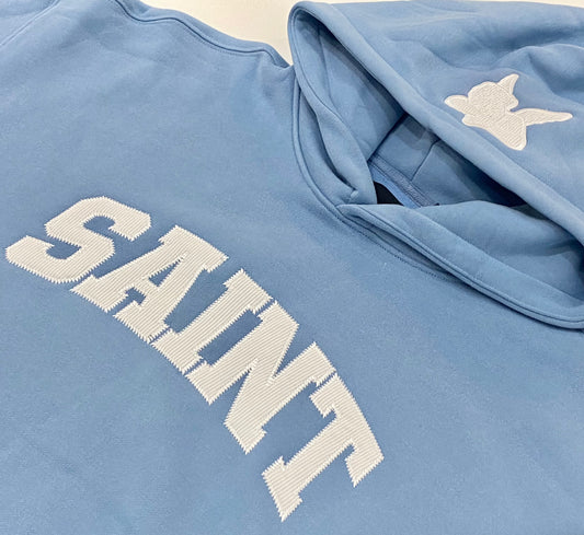 Hoodie- Saint Logo - Ski Blue/WHT