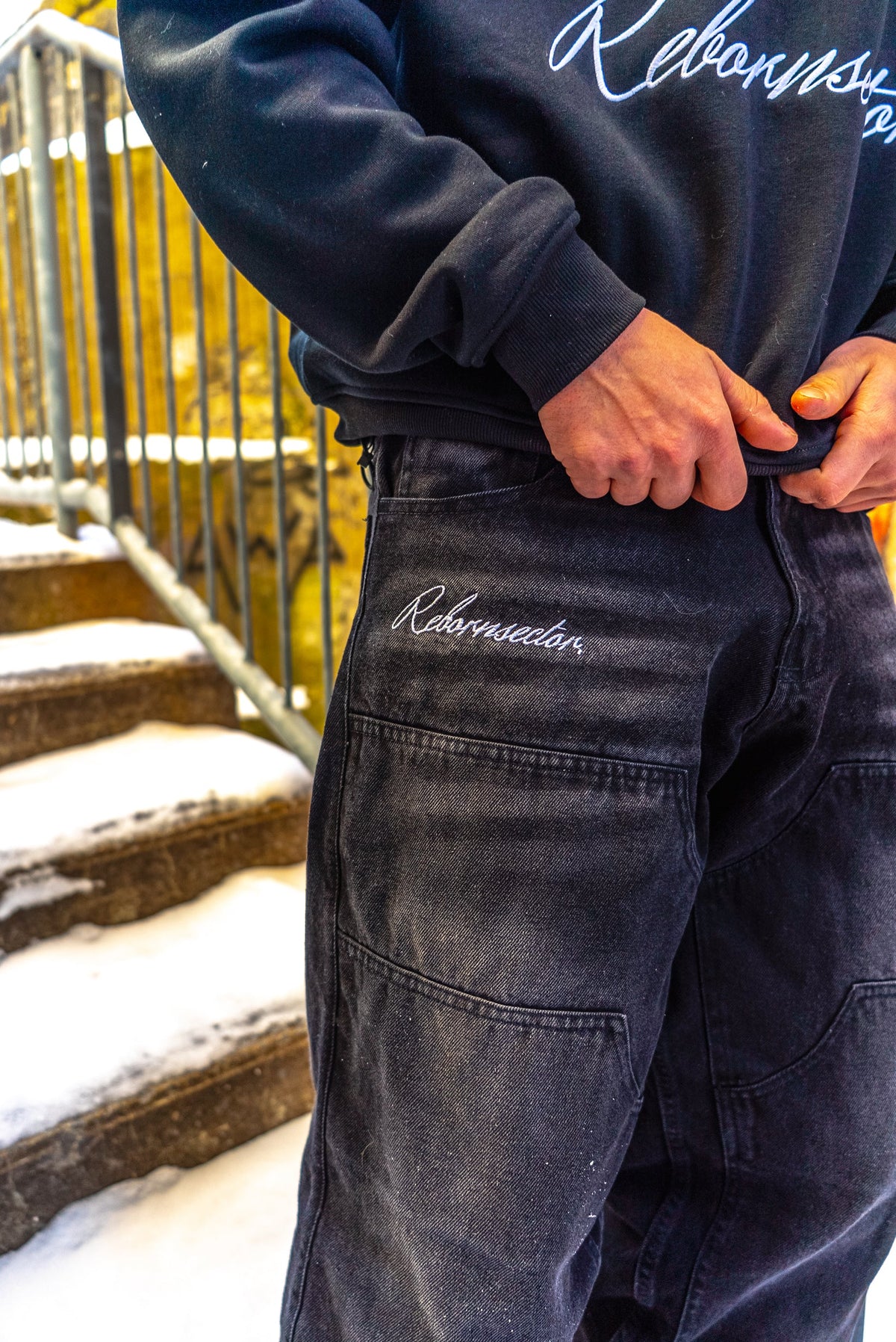 "INNER" DENIM PANTS - Black