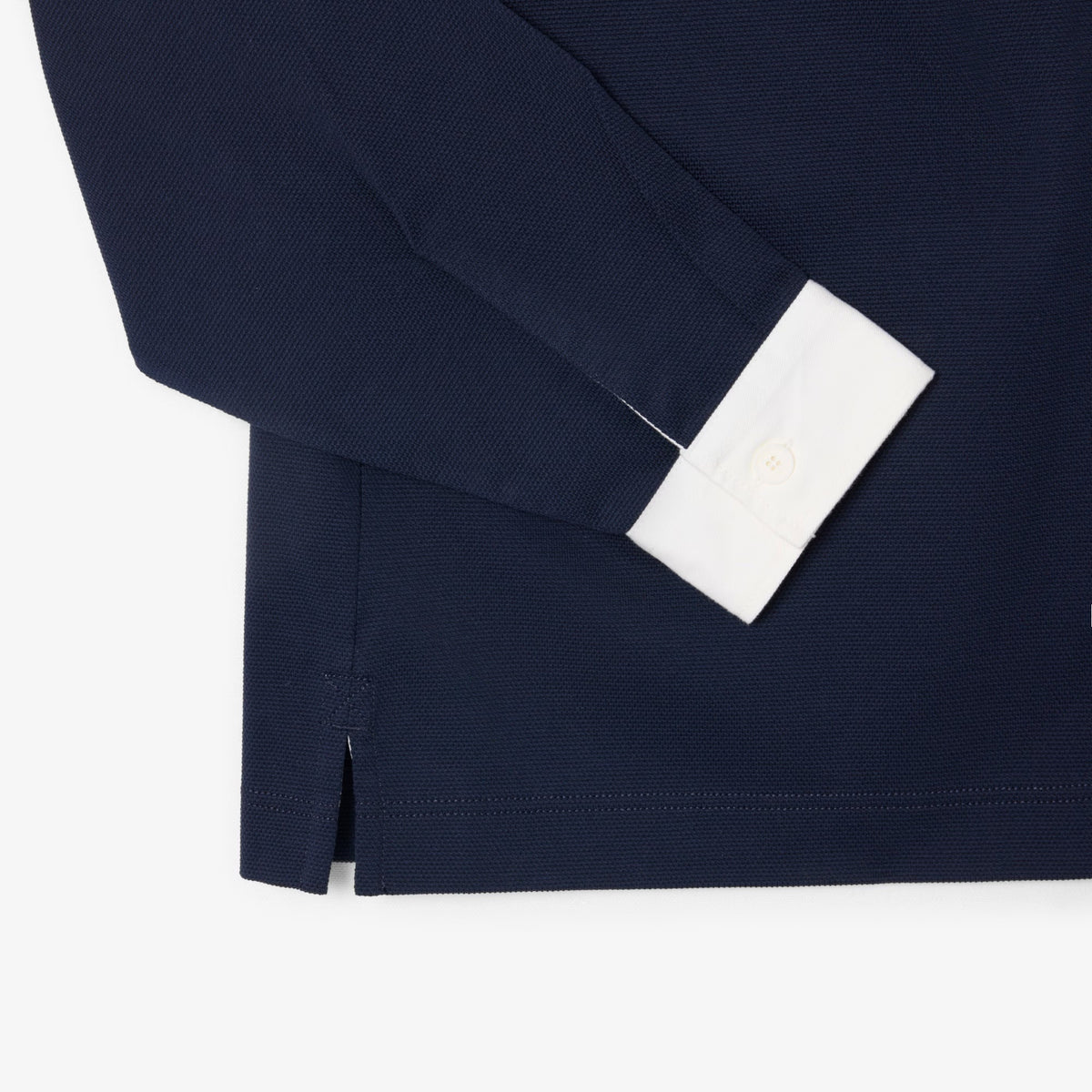 Relaxed Fit Striped Piqué Rugby Polo Shirt - Navy blue