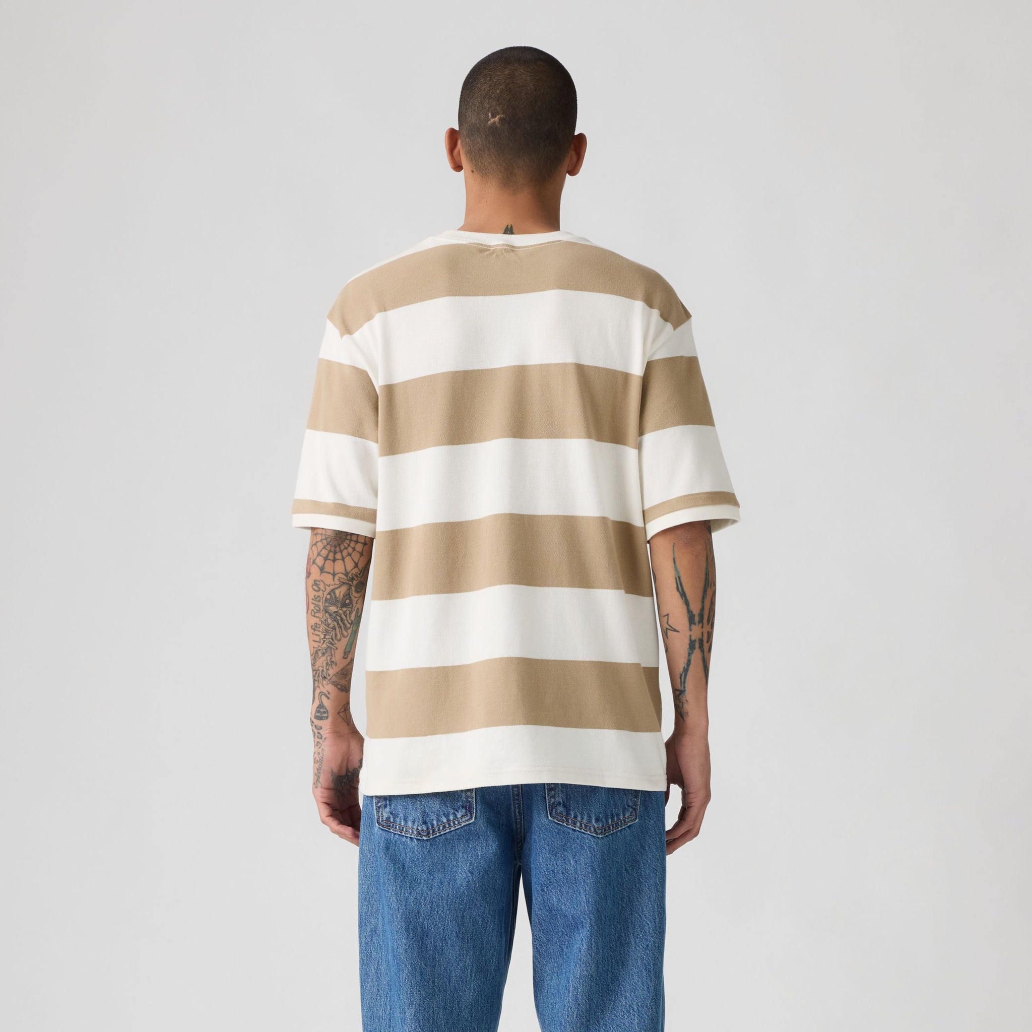 Half-sleeve Pique T-shirt - Rigby Stripe - White