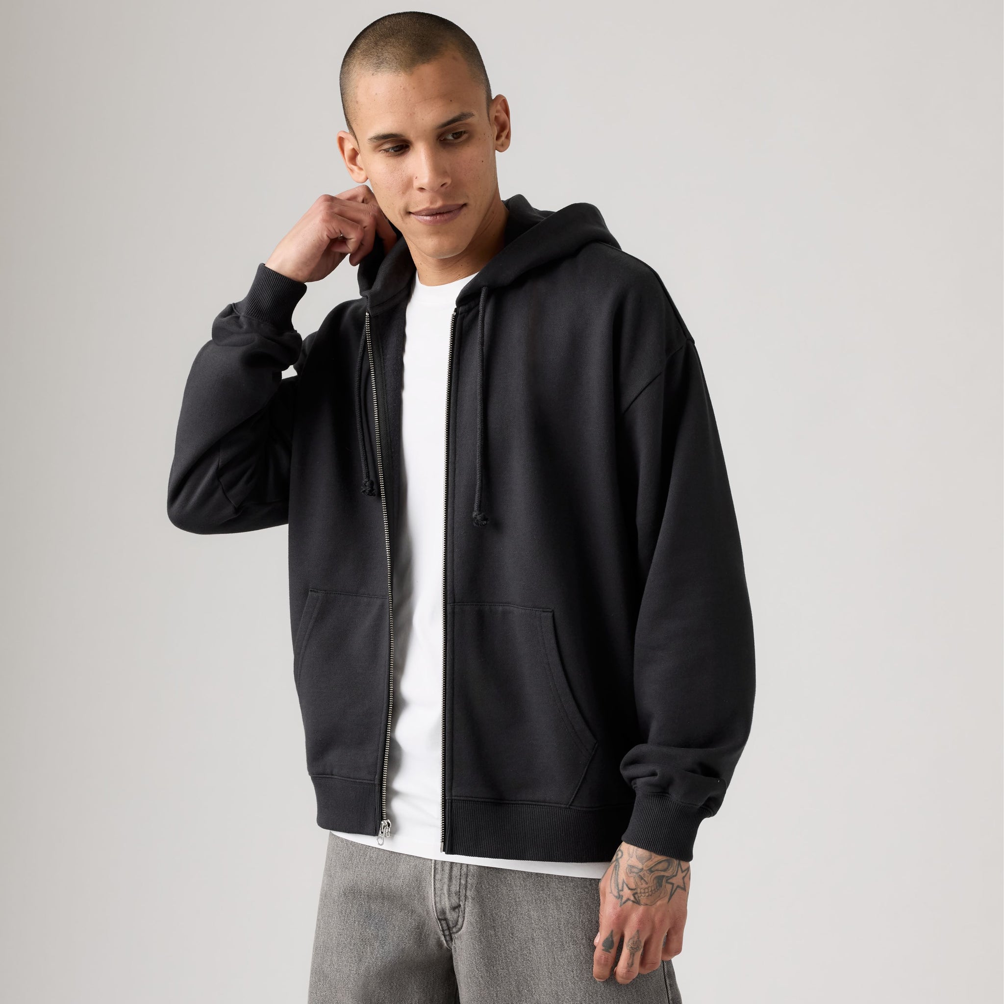 boxy full zip dark phantom