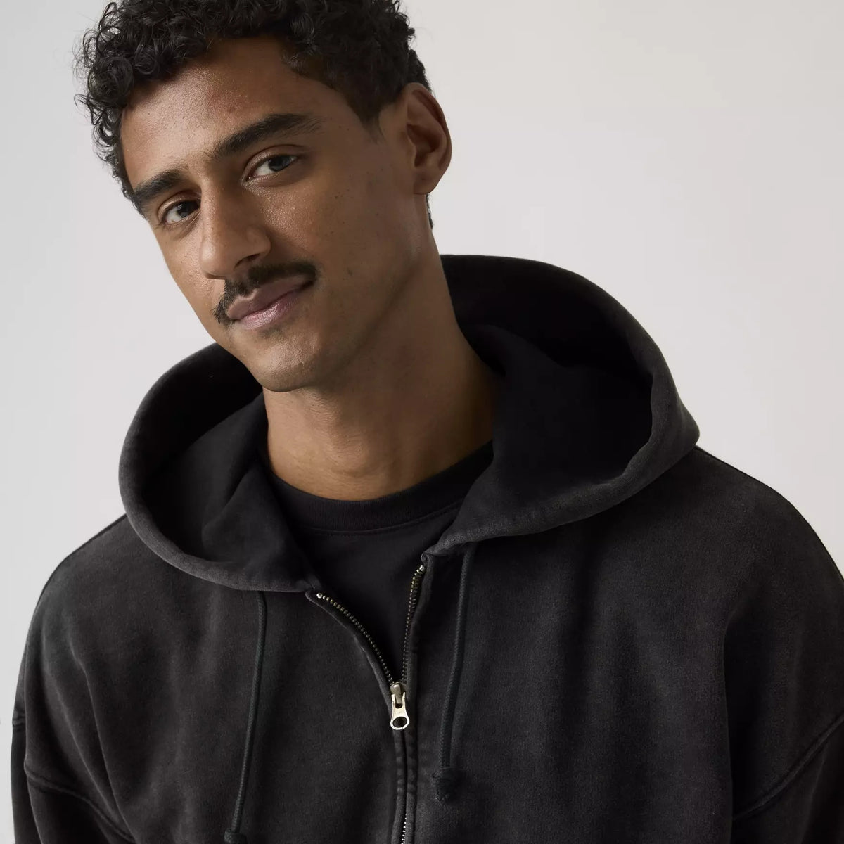 hayes boxy full zip - Grunge Wash Jet Black 
