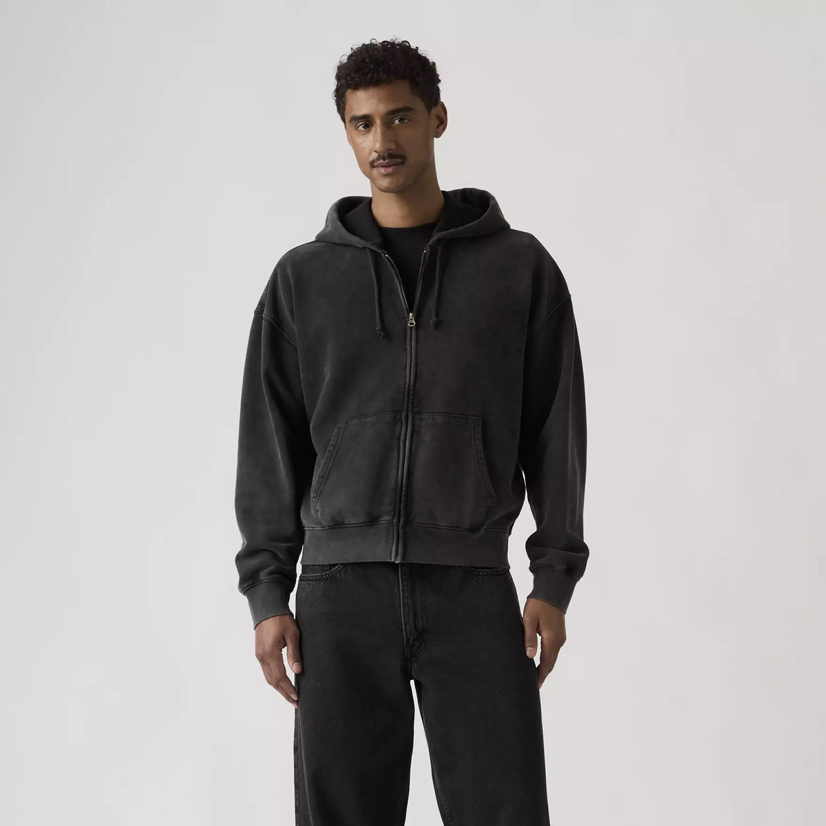 hayes boxy full zip - Grunge Wash Jet Black 