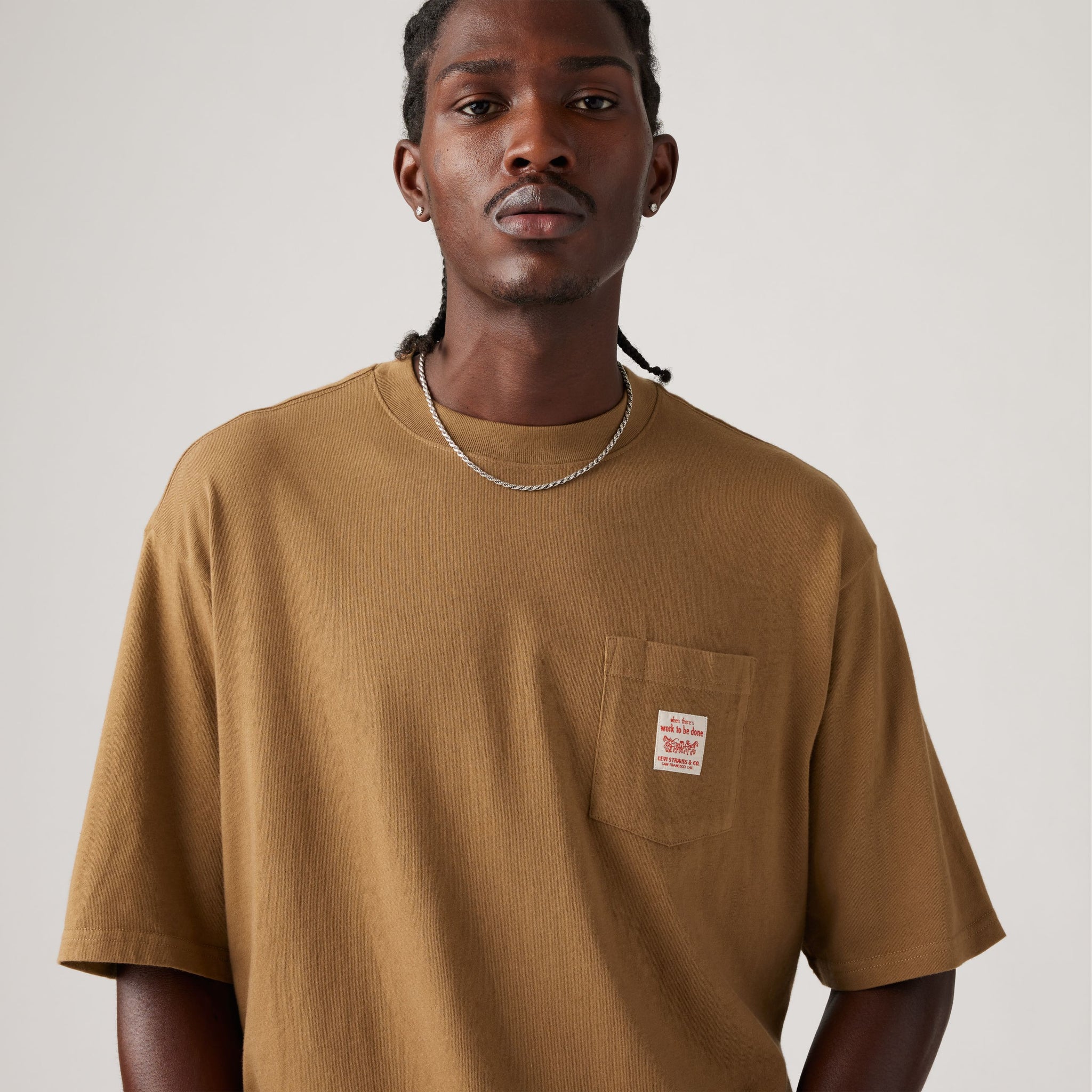 Short Sleeve Workwear T-shirt - Ermine - Brown