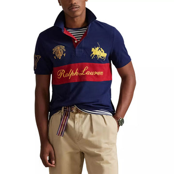 Polo en maille Crest - Marine/rouge