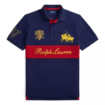 Polo en maille Crest - Marine/rouge